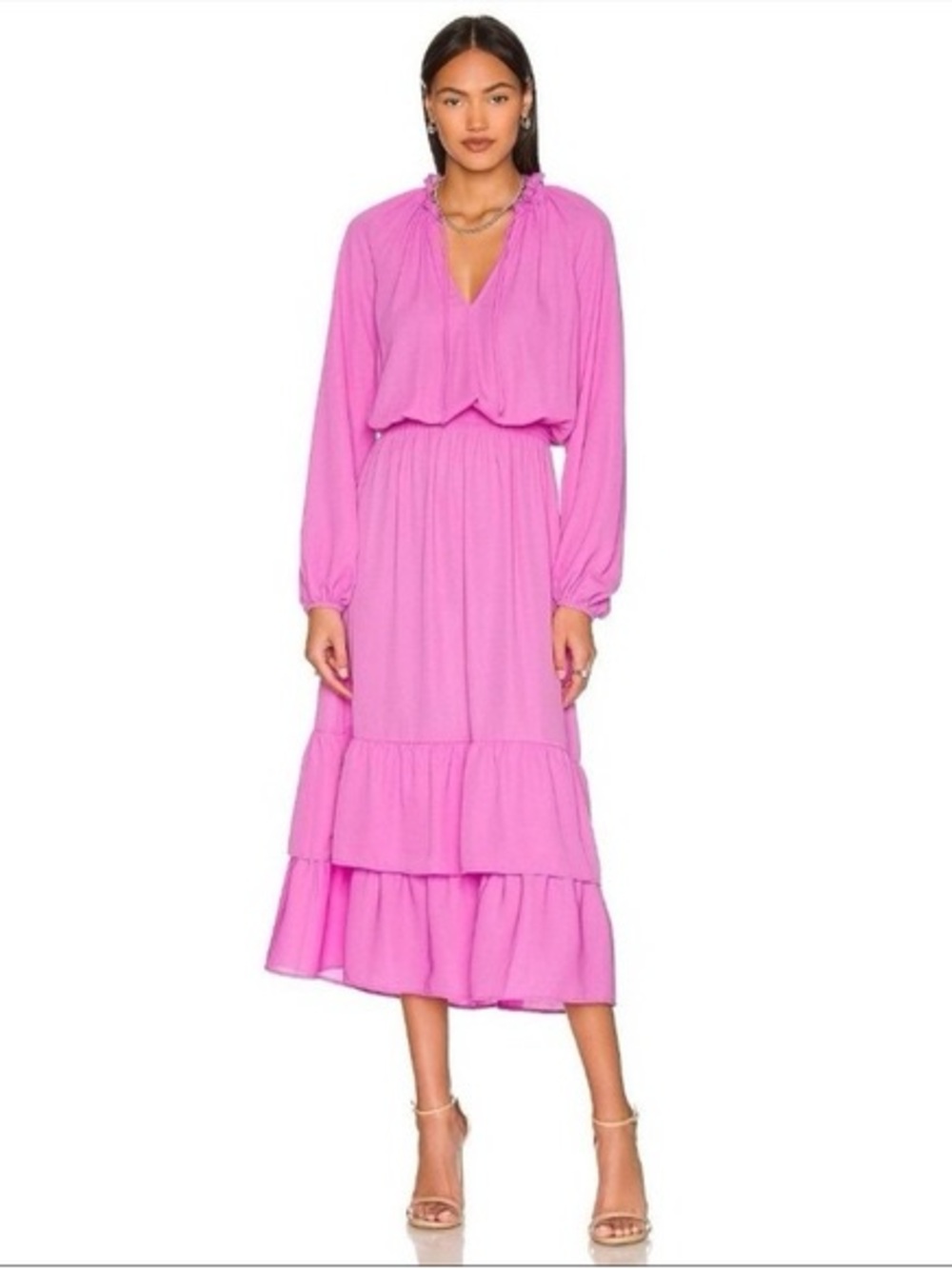 Show Me Your MuMu Long-Sleeve Tiered Midi Dress